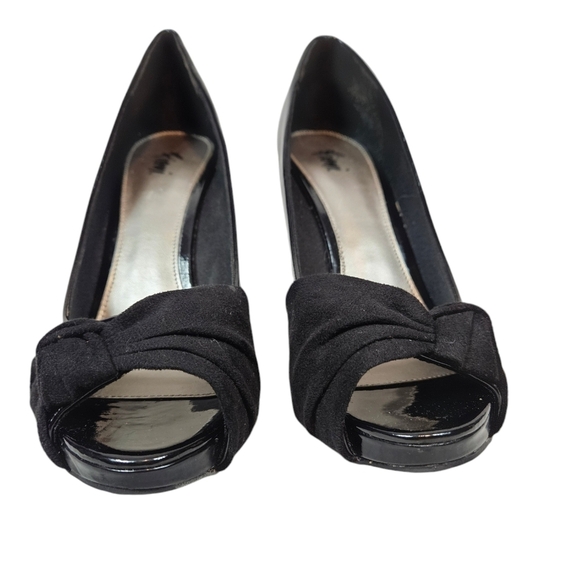 Fioni Black Kutzie Patent Leather & Faux Suede Stiletto Heels Size 8.5 Women's‎ - Picture 3 of 16